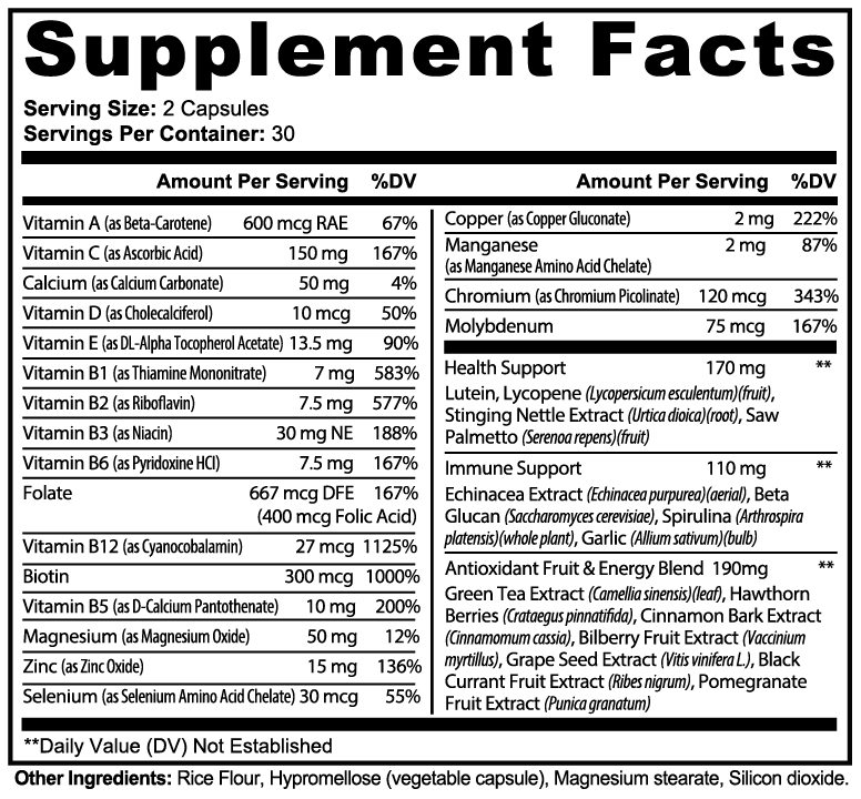 FitsLift VitaPeak Multivitamin (Daily Wellness, Energy & Immune Support)
